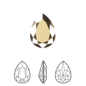Fancy stone 1pkg48 crystal aurum foil back, Swarovski&reg;, 18x13mm pear 4320
