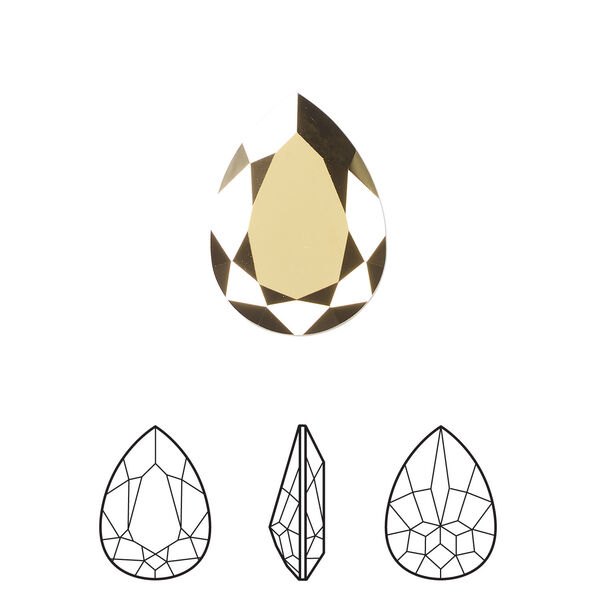 Fancy stone 1pkg48 crystal aurum foil back, Swarovski&reg;, 18x13mm pear 4320 image number 0
