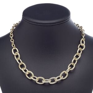 Necklace, glass rhinestone / gold-finished brass / steel / "pewter" (zinc-based alloy), clear, 13mm cable, 18 inches with 3-inch extender chain and lobster claw clasp. Sold individually.