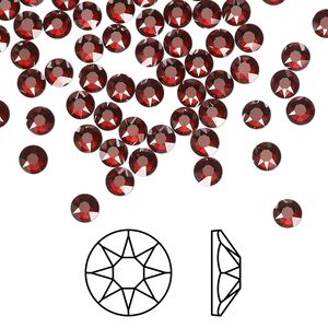 Flat back 144pk crystal red magma foil back, Crystal Passions&reg; hotfix rhinestone 3.8-4mm rose round SS16 2078HF