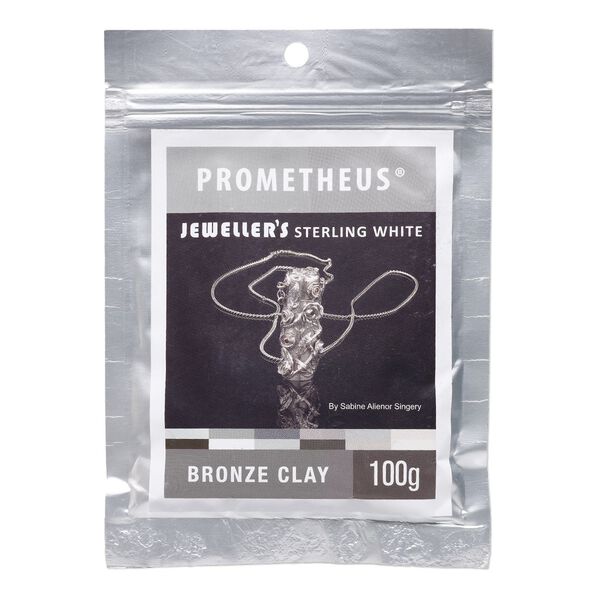 Prometheus&reg; sterling white bronze clay, pkg/100g, rapid and low fire formula. image number 0