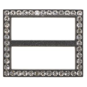 Focal, plastic and glass, black and clear, 63x53mm undrilled rectangle with 50mm bar. Sold individually.