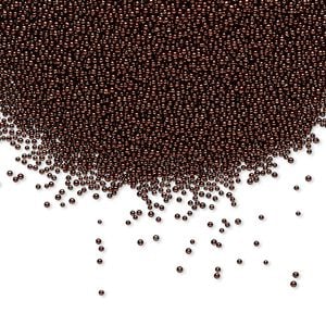Bead, coated glass, opaque copper, 1mm undrilled micro round. Sold per 15-gram vial.