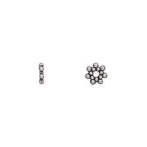 Bead 1pkg500 silver-plated "pewter", 6x1mm beaded rondelle / 2sided, antique