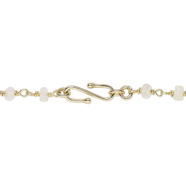Necklace, rainbow moonstone (natural) and gold-finished sterling silver, 3.5-4mm hand-cut faceted rondelle, 18 inches with S-hook clasp. Sold individually. image number 1