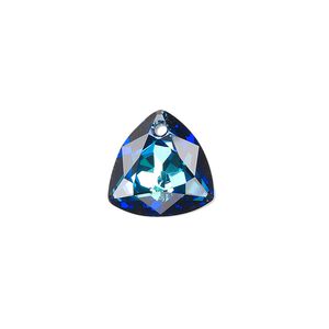 Drop 1pk crystal Bermuda blue P, Crystal Passions&reg; 14.5mm pendant trilliant cut 6434