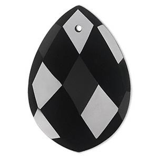 Black onyx 1pkg1, top-drilled faceted teardrop focal 50x35mm image number 0
