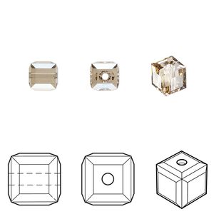 Bead 144pk crystal golden shadow, Swarovski&reg; 6mm cube 5601