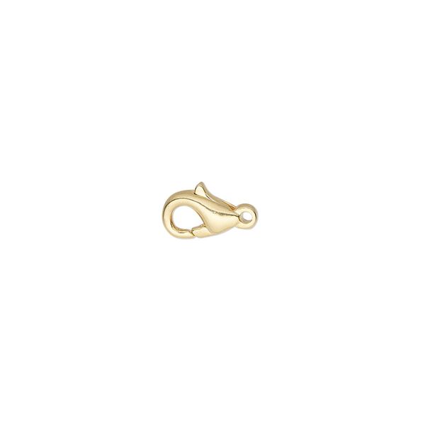 Clasp lobster claw 1pkg10 gold-plated, 9x6mm, brass 1-strand image number 0