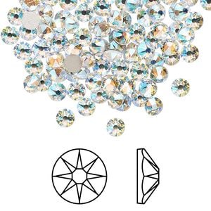Flat back 144pk crystal shimmer foil back, Crystal Passions&reg; 3.8-4mm rose round SS16 2088