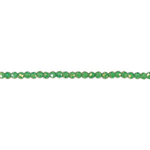 Glass 1pkg1, faceted round bead 14 inch transparent green AB 2mm