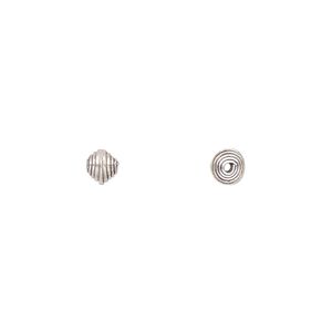 Bead 1pkg4 sterling silver, 4mm spiral cone, antiqued Hill Tribes