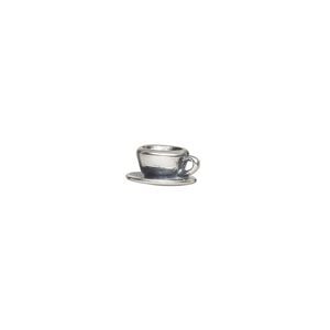 Charm, antiqued sterling silver, 10.5x5mm 3D cup and saucer. Sold individually.