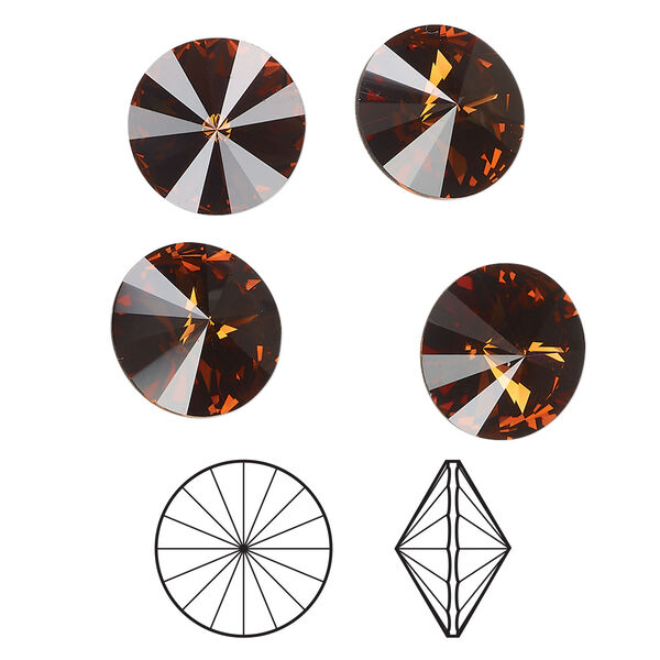 Chaton 1pkg144 smoked topaz foil back, Swarovski&reg; ReCreated&trade;, 12mm rivoli 1122 image number 0