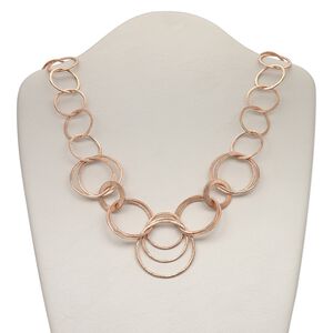 Chain 1pkg1 cable, 41mm textured round / hook clasp, brushed copper 36 inch
