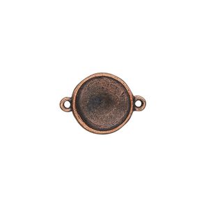 Link, Almost Instant Jewelry&reg;, antique copper-plated pewter (tin-based alloy), 14mm round with 12mm rivoli setting. Sold individually.