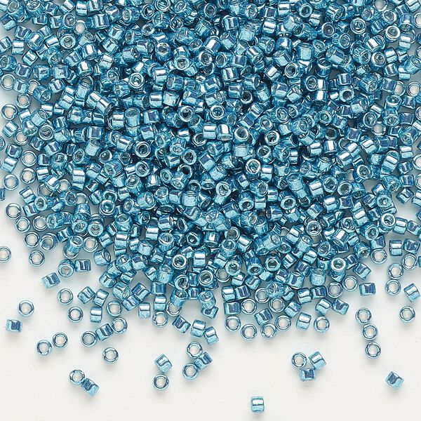 Seed bead, Delica&reg; 1pkg250g glass, #11 round, opaque galvanized dark aqua / outside dyed (DB-0427) image number 0