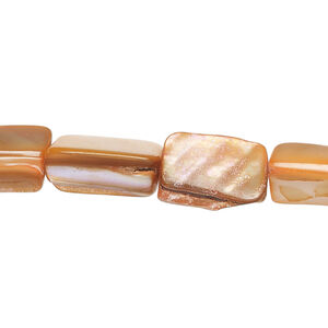 Mother-of-pearl shell 1pkg1, stick bead 15 inch orange 12x8mm-15x12mm