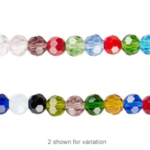 Bead 1pk 32 facets opaque to transparent mixed colors, Celestial Crystal&reg; 6mm round 15.5-16 inch