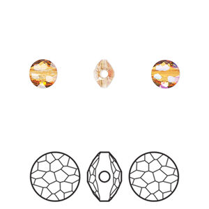 Bead 1pkg288 dark orange TCF&trade;, Swarovski&reg;, 6mm puffed round 5034