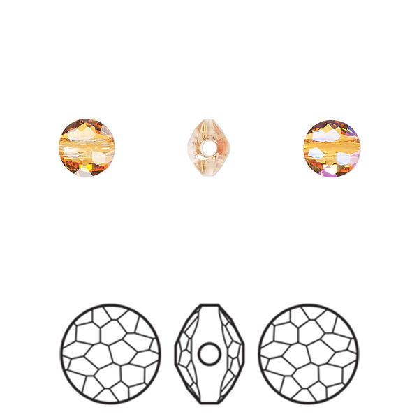 Bead 1pkg288 dark orange TCF&trade;, Swarovski&reg;, 6mm puffed round 5034 image number 0
