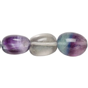 Rainbow fluorite 1pkg1, tumbled nugget bead natural 15.5-16 inch medium