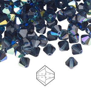 Bead 24pk Montana AB, Preciosa Czech crystal 6mm bicone