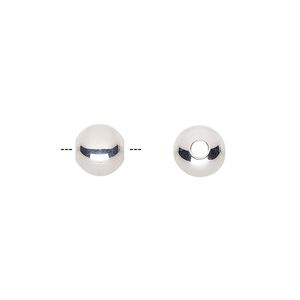 Bead 1pkg50 ultra silver-plated, 8mm round, brass