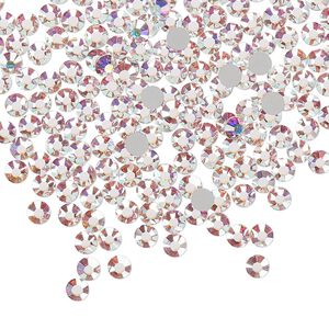 Flat back, Dance With Me&trade; crystal rhinestone, crystal AB, foil back, 3-3.2mm rose, SS12. Sold per pkg of 1,440 (10 gross).