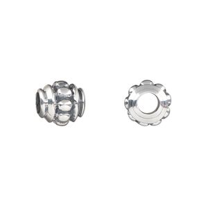 Bead 1pkg1 sterling silver, 9.5x9.5mm beaded rondelle