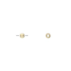 Bead 1pkg1 14Kt gold, 3mm corrugated round