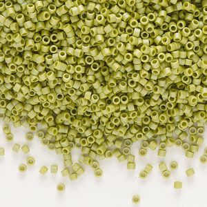 Seed bead, Delica&reg;, glass, pkg/250g, #11 round, opaque matte rainbow seaweed green (DB-2309).