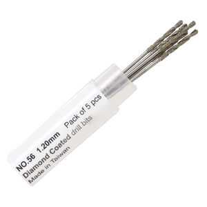 Drill bit, diamond-coated high speed steel, 1-1/4 inches with 1.2mm twisted bit and 0.89mm shank. Sold per pkg of 5.