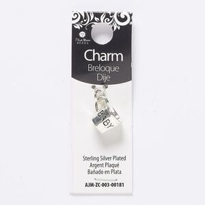 Charm, antique silver-finished "pewter" (zinc-based alloy), 14x10mm 3D cup with "Baby." Sold individually.