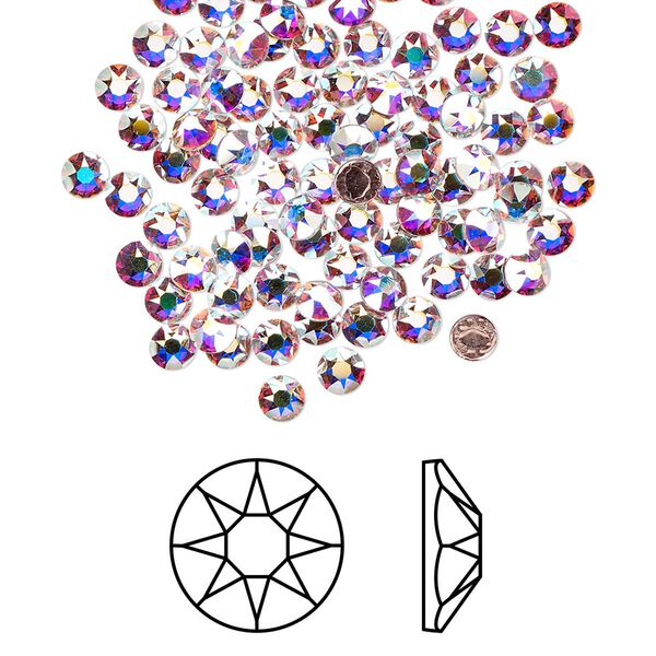 Flat back 144pk crystal AB foil back, Crystal Passions&reg; hotfix rhinestone 3-3.2mm rose round SS12 2078HF image number 0