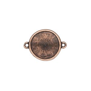 Link, Almost Instant Jewelry&reg;, antique copper-plated pewter (tin-based alloy), 17mm round with 14mm rivoli setting. Sold individually.