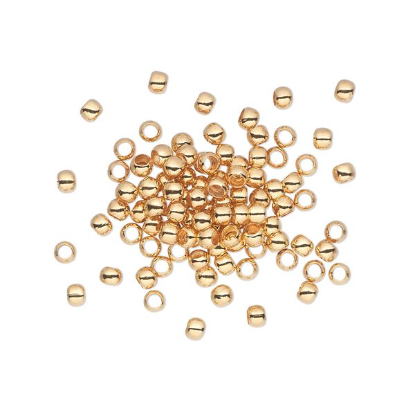 Bead 1pkg100 gold-plated, 2.5mm micro round, brass image number 0