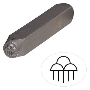 Stamp punch, tempered chrome vanadium steel, 6mm cloud burst, 2-3/4 x 3/8 inches. Sold individually.