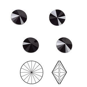 Chaton 8pk jet, Crystal Passions&reg; 8.16-8.41mm rivoli SS39 1122