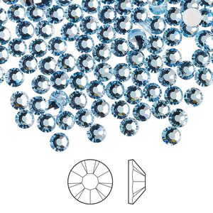 Flat back 1440pk aquamarine foil back, Preciosa MAXIMA Czech crystal hotfix rhinestone 3.8-4mm chaton rose round SS16