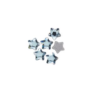 Flat back 6pk aquamarine foil back, Crystal Passions&reg; hotfix rhinestone 6mm star flower 3754