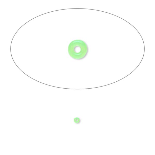 Component, Oh! Ring&trade;, silicone, neon green, 1.5mm round with 0.5mm hole. Sold per pkg of 1,000. image number 0