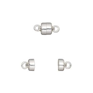Clasp magnetic 1pkg1 sterling silver, 5.5x5mm barrel 1-strand