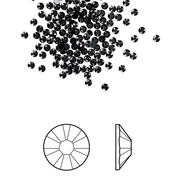 Flat back 1440pk jet foil back, Swarovski&reg; 1.7-1.9mm rose round SS5 2058 image number 0