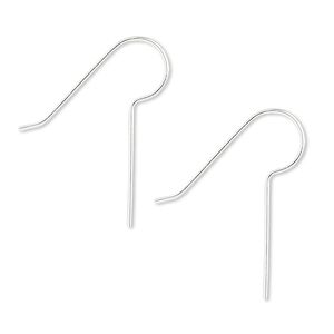 Ear wire fishhook 1pkg10 sterling silver, 25mm / 16mm long shank, 22 gauge silver 5 pair