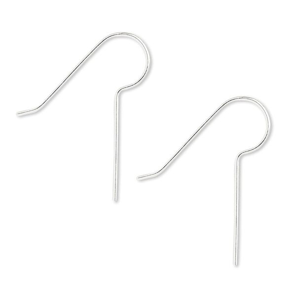 Ear wire fishhook 1pkg10 sterling silver, 25mm / 16mm long shank, 22 gauge silver 5 pair image number 0