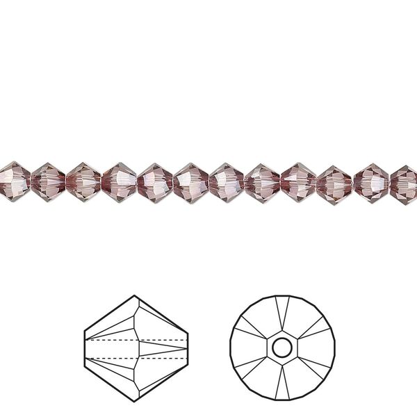 Bead 144pk crystal antique pink, Crystal Passions&reg; 4mm bicone 5328 image number 0