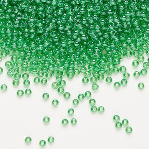 Seed bead, Preciosa Ornela Czech glass, pkg/50g, #11 rocaille, translucent luster light green, (56100).