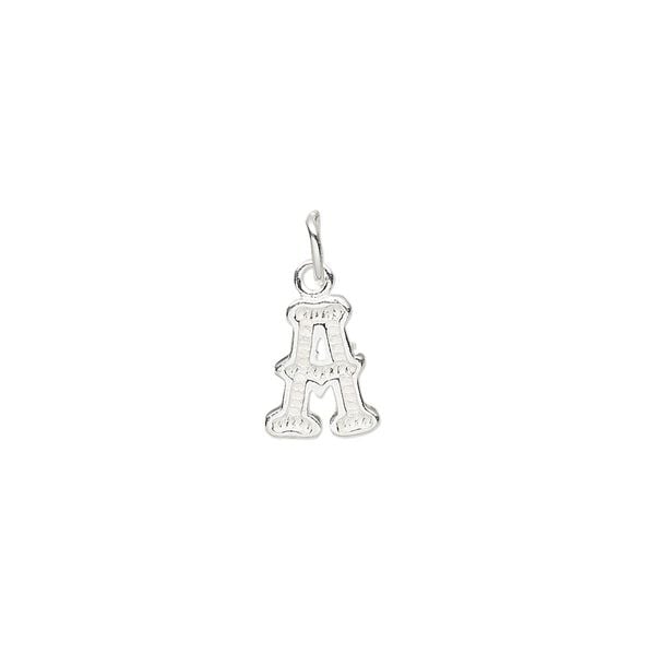 Charm, sterling silver, 10x8mm fancy block alphabet letter "A." Sold individually. image number 0