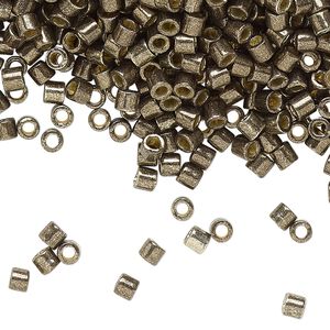 Seed bead, Delica&reg; 1pkg7.5g glass, #8 round, Duracoat&reg; opaque galvanized pewter / outside dyed (DBL-1852)